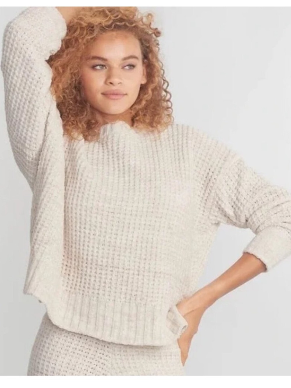 BEACH RIOT Callie
Sweater Women’s S/M
Waffle Knit Oversized
Crewneck Pullover